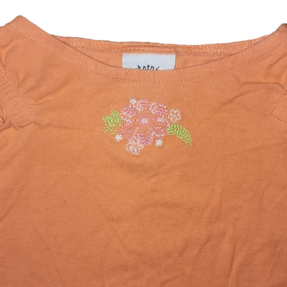 HEARTSTRINGS Orange Short Sleeve Tee with Flower Detail - Picture 2 of 4